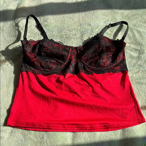 Windsor Tops - Red and Black Lace Top